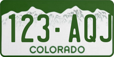 CO license plate 123AQJ