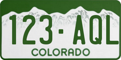 CO license plate 123AQL