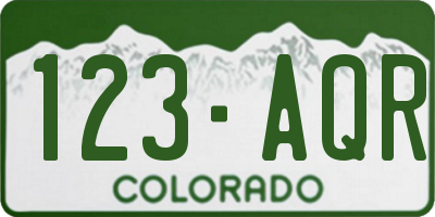 CO license plate 123AQR