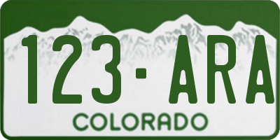 CO license plate 123ARA