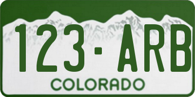 CO license plate 123ARB