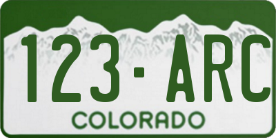 CO license plate 123ARC