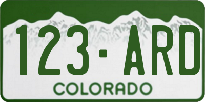 CO license plate 123ARD