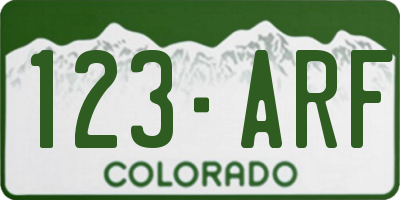 CO license plate 123ARF