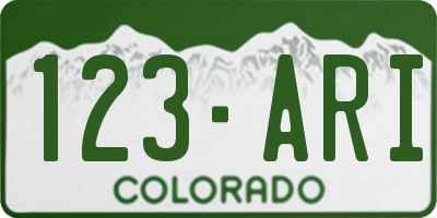 CO license plate 123ARI