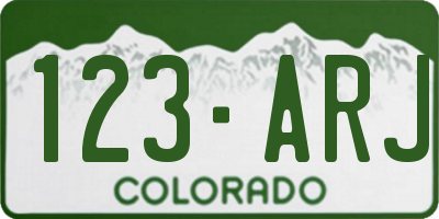 CO license plate 123ARJ