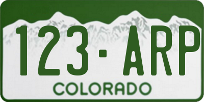 CO license plate 123ARP