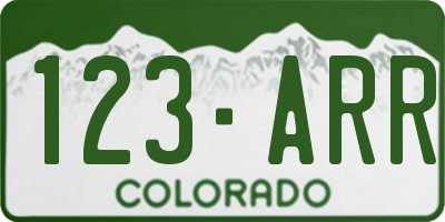 CO license plate 123ARR