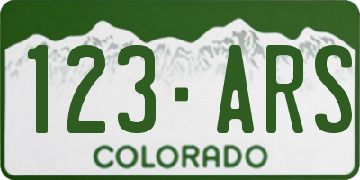 CO license plate 123ARS
