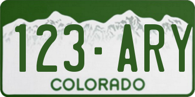 CO license plate 123ARY