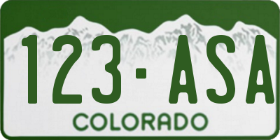 CO license plate 123ASA