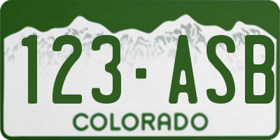 CO license plate 123ASB
