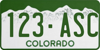CO license plate 123ASC