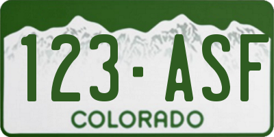 CO license plate 123ASF