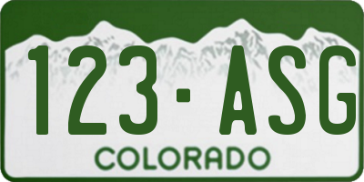 CO license plate 123ASG