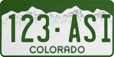 CO license plate 123ASI