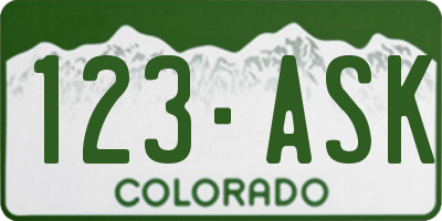 CO license plate 123ASK