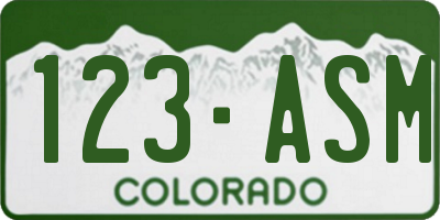 CO license plate 123ASM