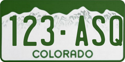 CO license plate 123ASQ