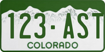 CO license plate 123AST
