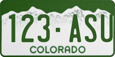 CO license plate 123ASU