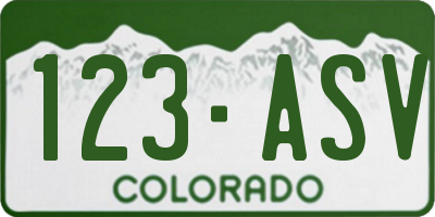 CO license plate 123ASV