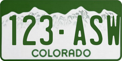 CO license plate 123ASW