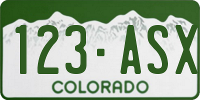 CO license plate 123ASX