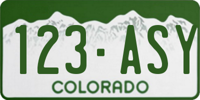 CO license plate 123ASY