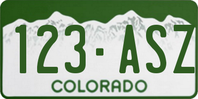 CO license plate 123ASZ