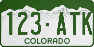 CO license plate 123ATK
