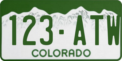 CO license plate 123ATW