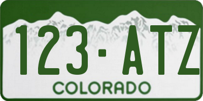 CO license plate 123ATZ