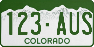 CO license plate 123AUS
