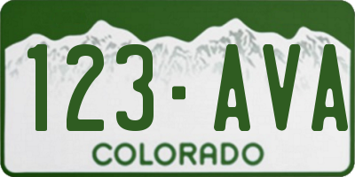 CO license plate 123AVA