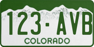 CO license plate 123AVB