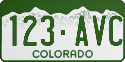 CO license plate 123AVC