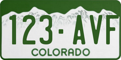 CO license plate 123AVF