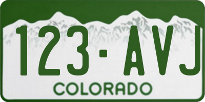 CO license plate 123AVJ