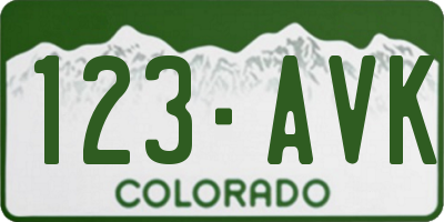 CO license plate 123AVK