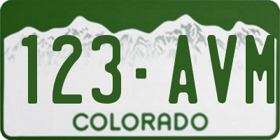 CO license plate 123AVM