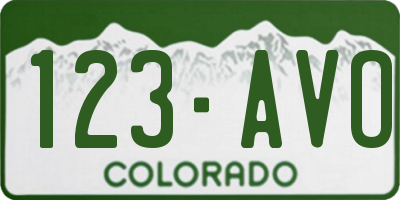 CO license plate 123AVO