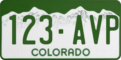 CO license plate 123AVP