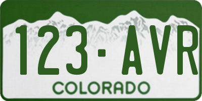 CO license plate 123AVR