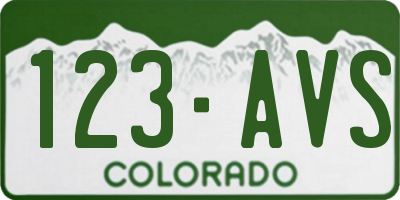 CO license plate 123AVS