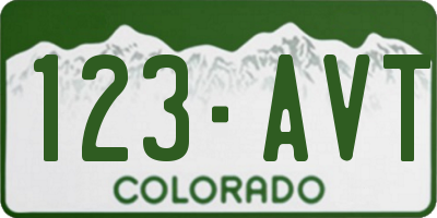 CO license plate 123AVT