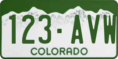 CO license plate 123AVW