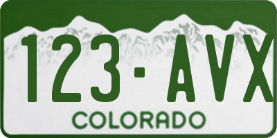 CO license plate 123AVX