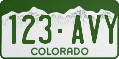 CO license plate 123AVY