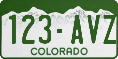 CO license plate 123AVZ